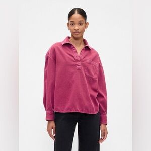 GAP Men's Burgundy Casual Button Down Shirt